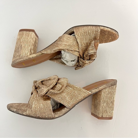 Lulus Dorthea Rose Gold Knotted High Block Heel Sandals - New In Box - Reemoly - Picture 11 of 16